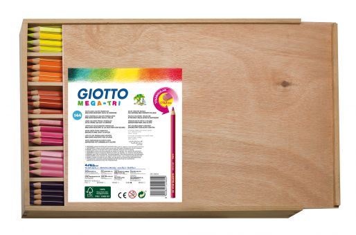 Dickkernfarbstift Giotto Mega Tri Holzbox mit 144 Stiften in 12 Farben